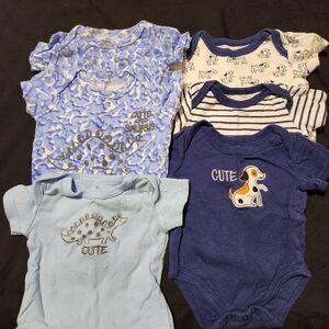 Baby Short Sleeve Bodysuits 0-3 month Dog,Dinosaur,Cute and Stripes